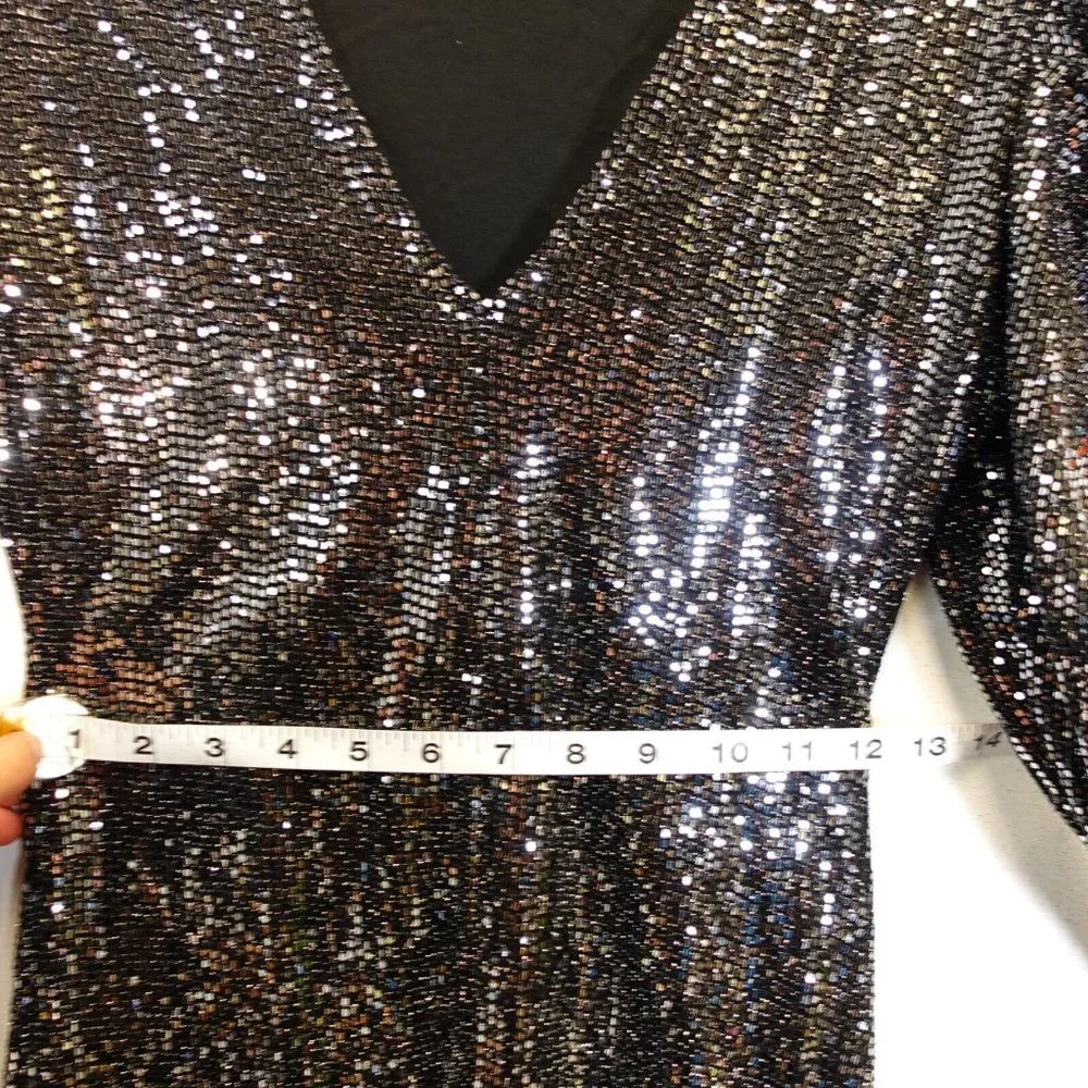 Vintage 80s Glam Sequin‎ Party Dress S Black FOREVER 21 Mini Punk Rock Princess